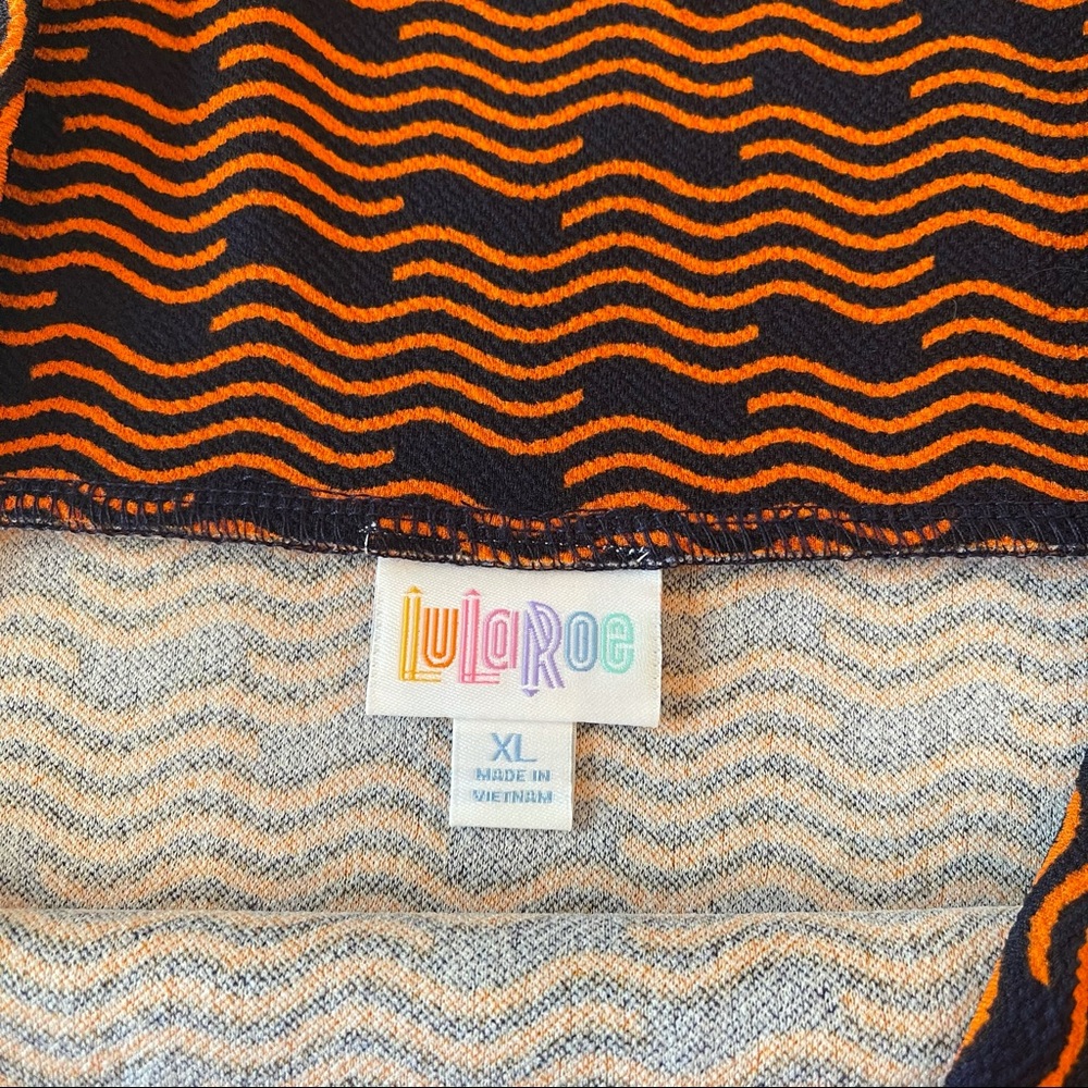 LuLaRoe XL Cassie skirt- navy blue & orange print - Picture 5 of 13
